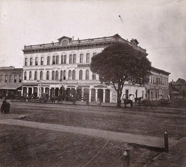 Wilcox Block, Front and North side, Oakland, 1861