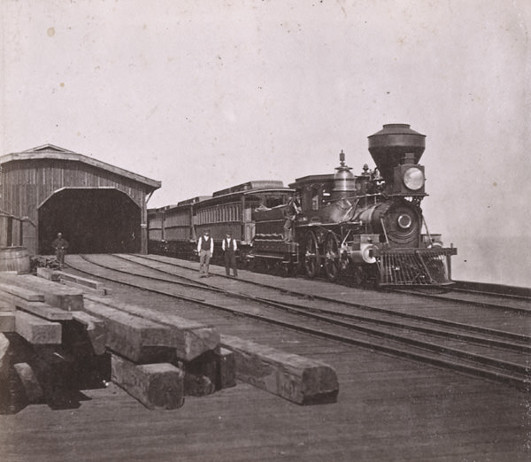 Train of Cars on Oakland Wharf, 1861