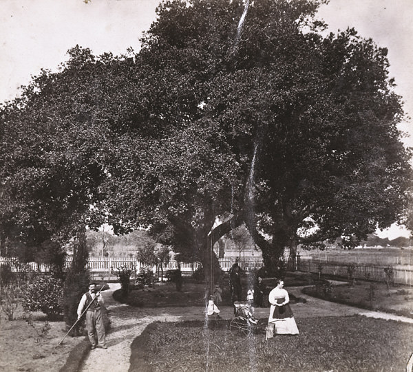Under the Oaks, at the residence of J. B. Scotchler, Adeline and 12th Streets, Oakland, 1867