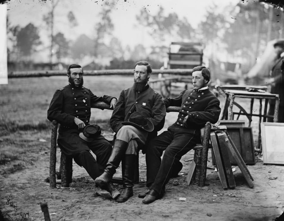 Three surgeons of 1st Division, 9th Corps, Petersburg, 1864