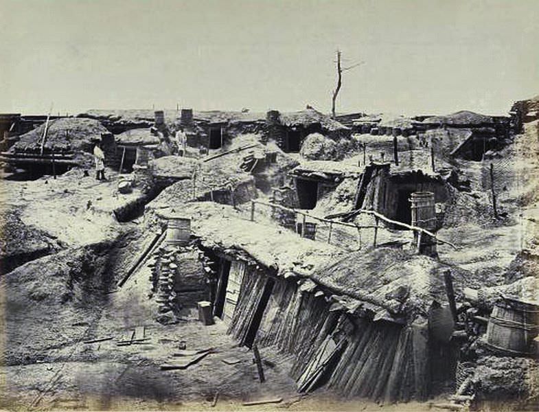 Quarters of men in Fort Sedgwick Generally known as Fort Hell, 1865