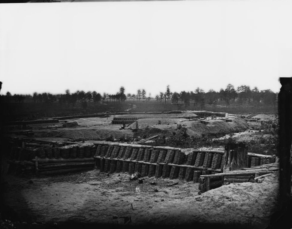 View from center of Fort Sedgwick looking south, Petersburg, 1865
