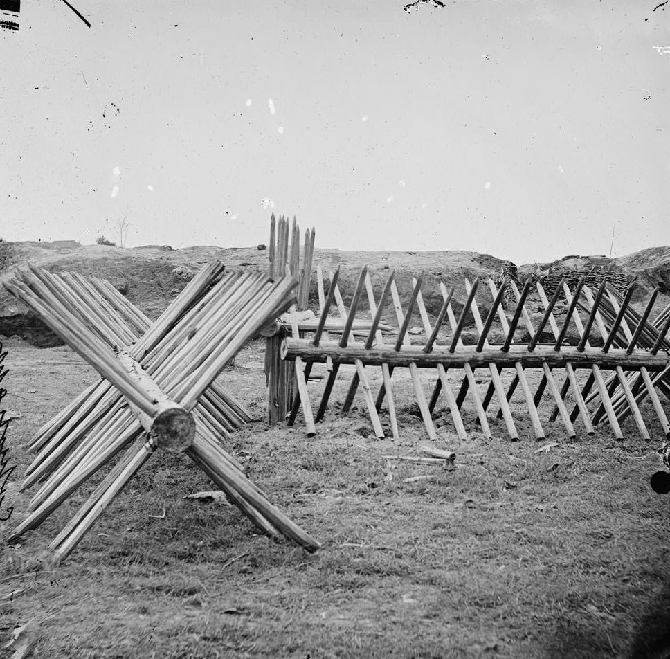Sections of chevaux-de-frise before Confederate main works, 1865