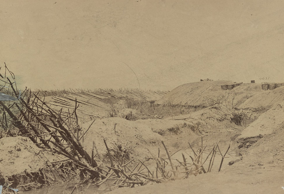Ditch and abattis (i.e. abatis) in front of Fort Sedgewick, 1860s