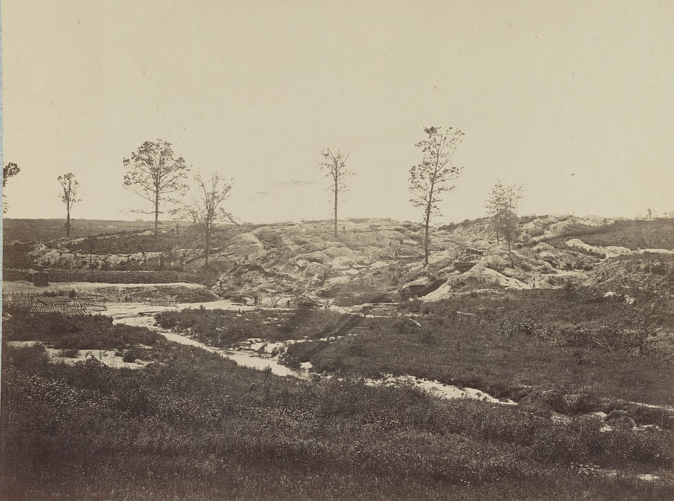 Confederate fortifications at Gracie's Salient in front of Petersburg, 1860s