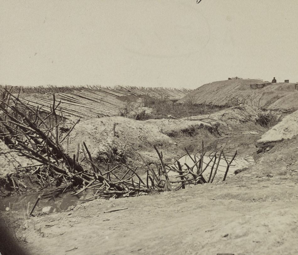 Variety of barricades in use near Petersburg, Virginia, 1860s