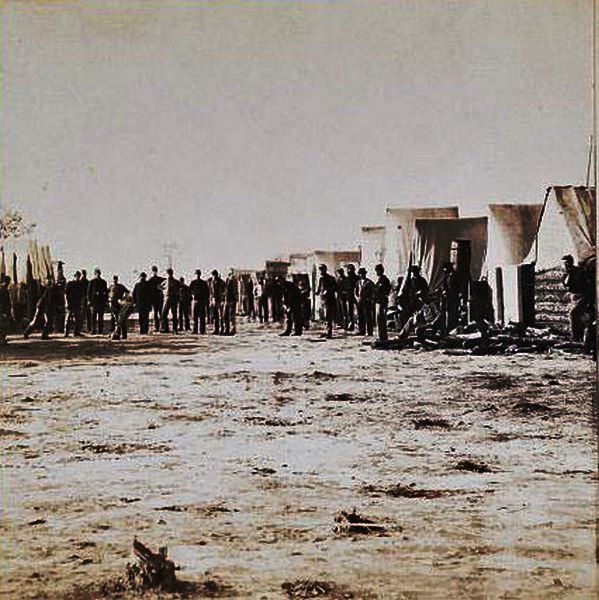 Camp sports, 13th N.Y. Artillery playing ball, before Petersburgh, Virginia, 1863