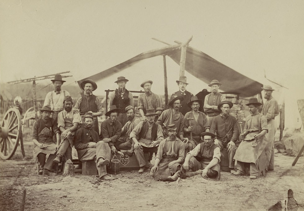 Quartermaster's mechanics, 1st Division, 9th Army Corps in front of Petersburg, 1864