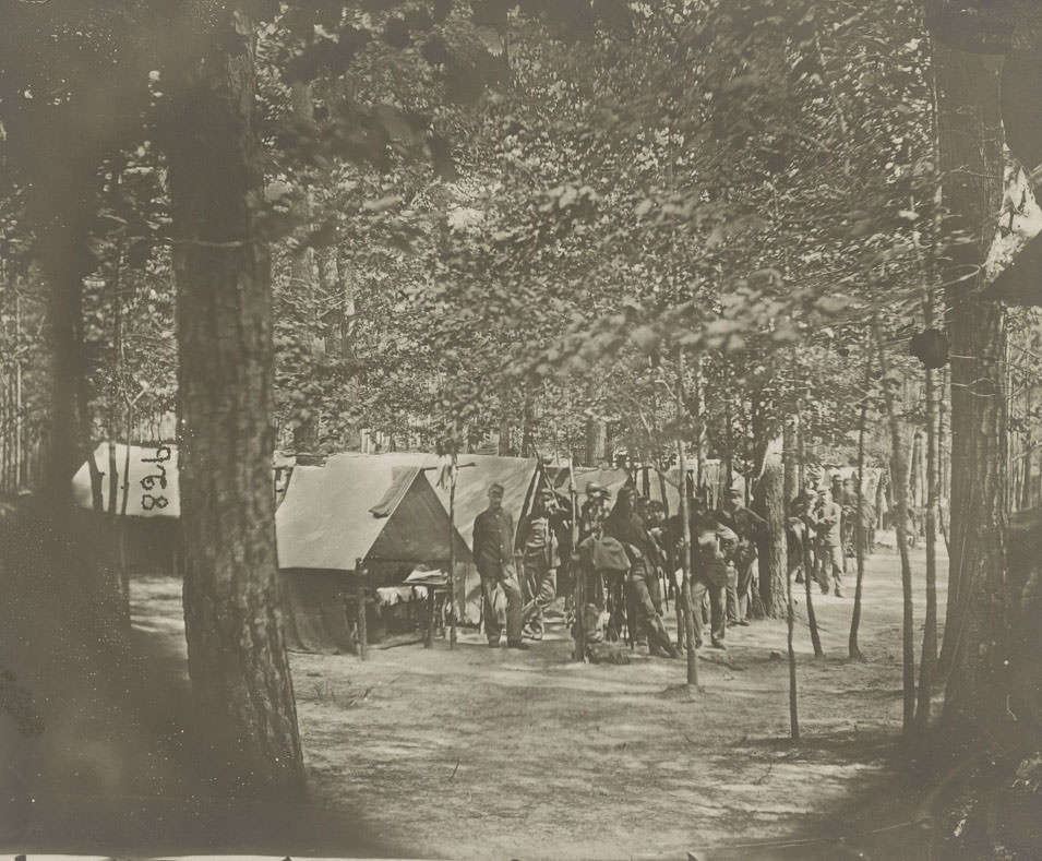 Camps of companies C & D. 1st Mass. Cavalry, in front of Petersburg, 1864