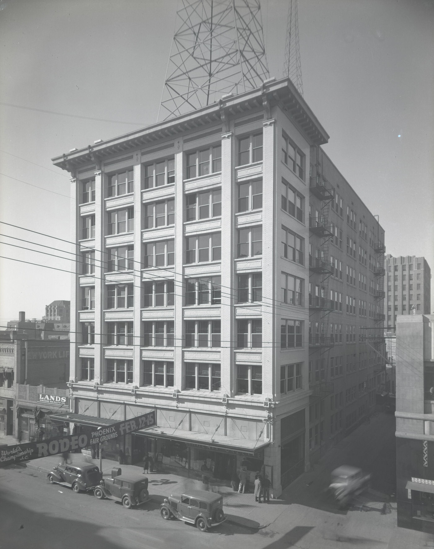 Heard Building Exterior, 1921. This building was located on the southeast corner of Central Avenue and Adams Street in Phoenix.