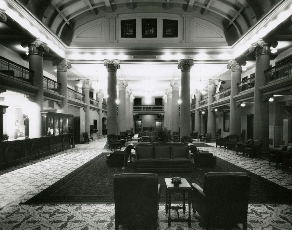 The vaulted ceiling of the Adams.