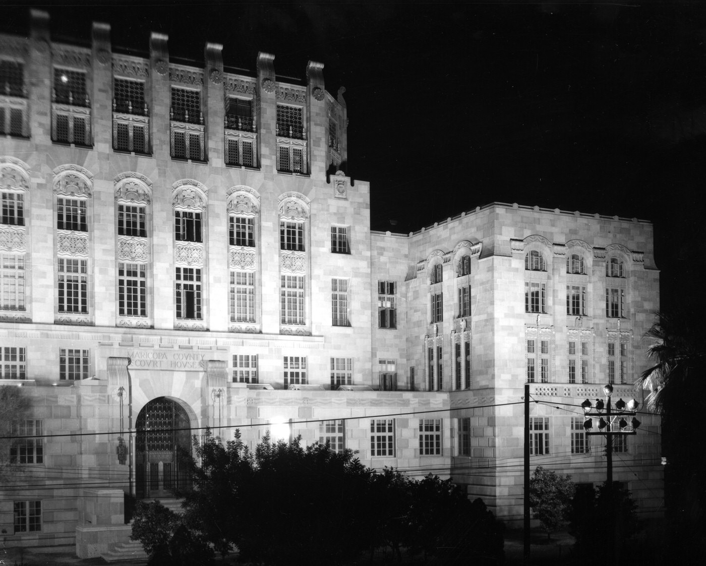 Maricopa County Courthouse at Night, 1929