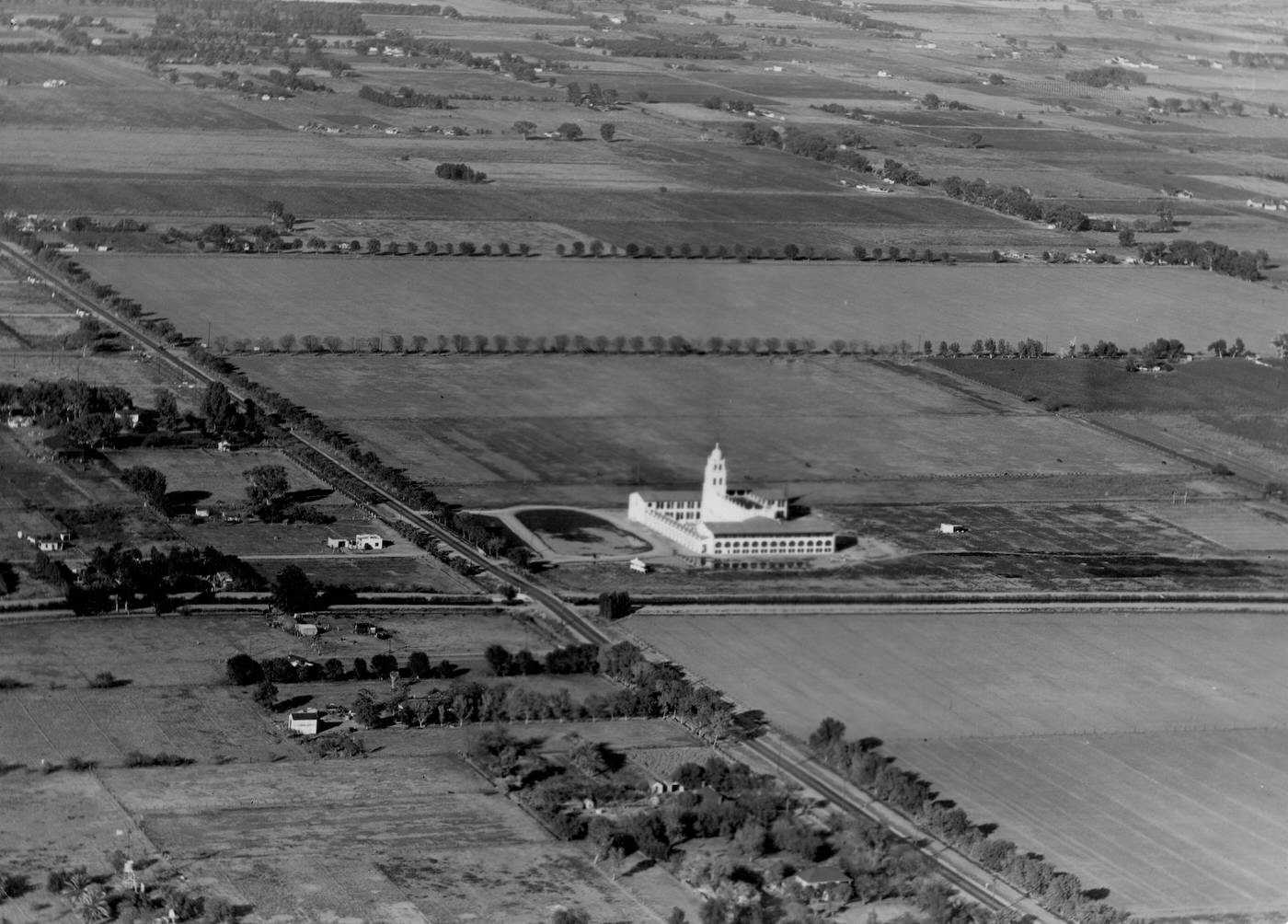 It's 1928 and the new Brophy College Prep's surroundings give a sense of the agricultural empire of Phoenix.