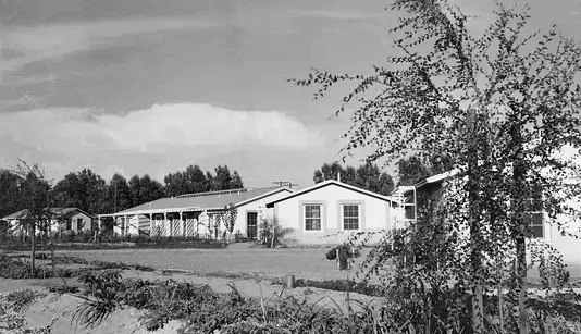 Camelback Farms in Phoenix, which were built as part of the Farm Security Administration Project, as seen in 1940.