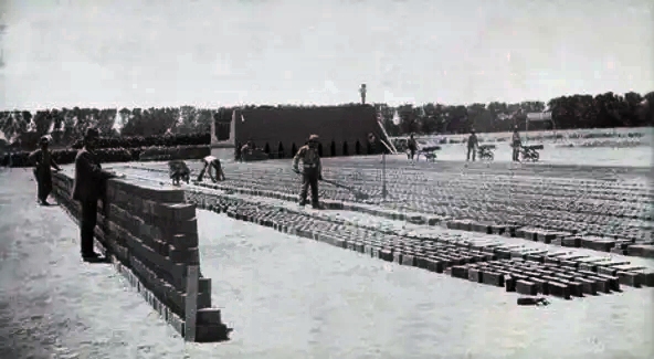 Adobe bricks were made with local mud in large quantities, and air-dried.