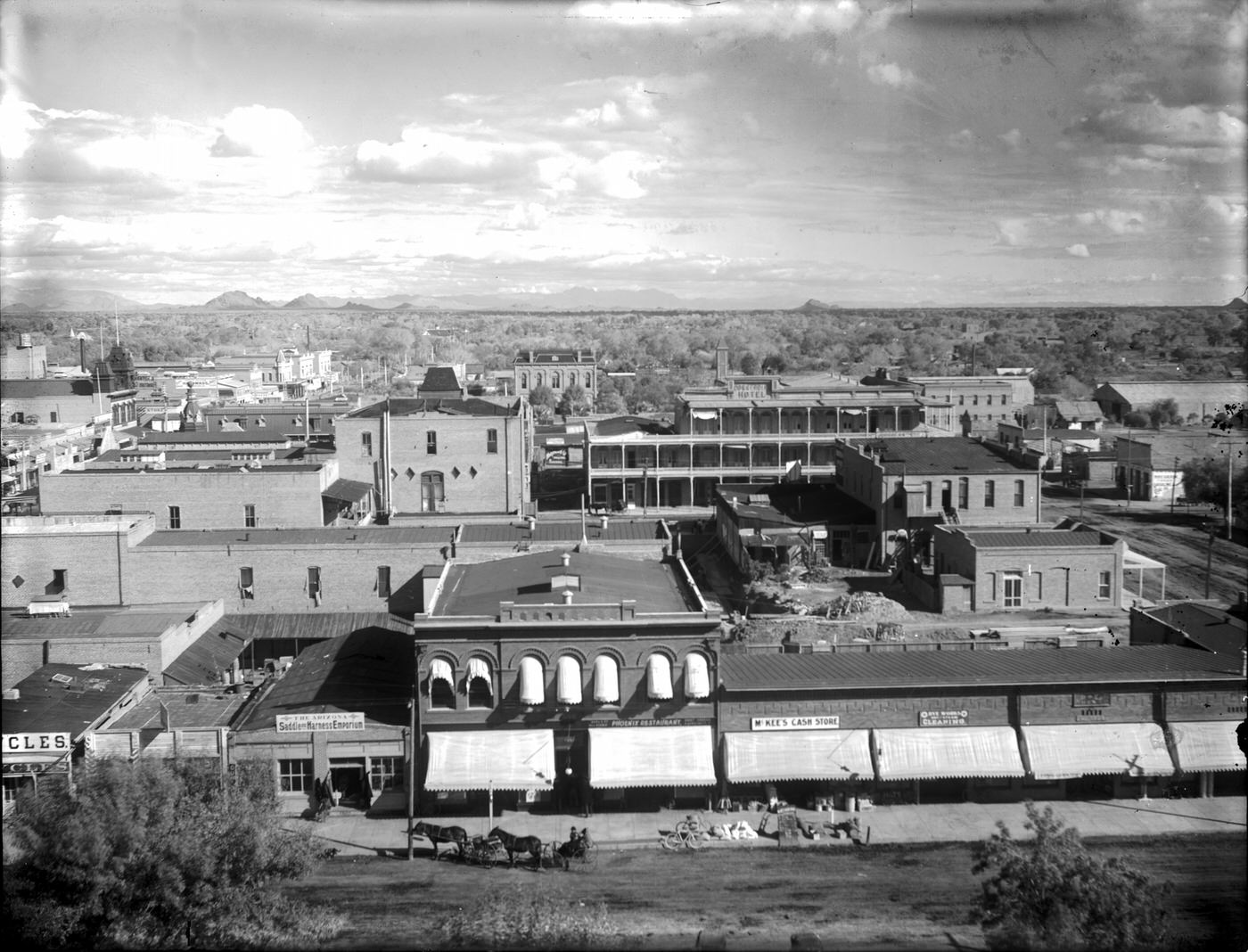 View looking east with First Ave. in the foreground, 1900