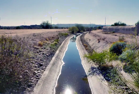 The old Crosscut Canal runs through the site of Pueblo Grande Museum.