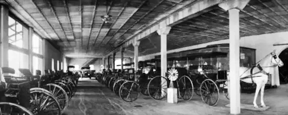 Buggy showroom in Pratt-Gilbert Co. hardware store in downtown Phoenix, early 1900s.