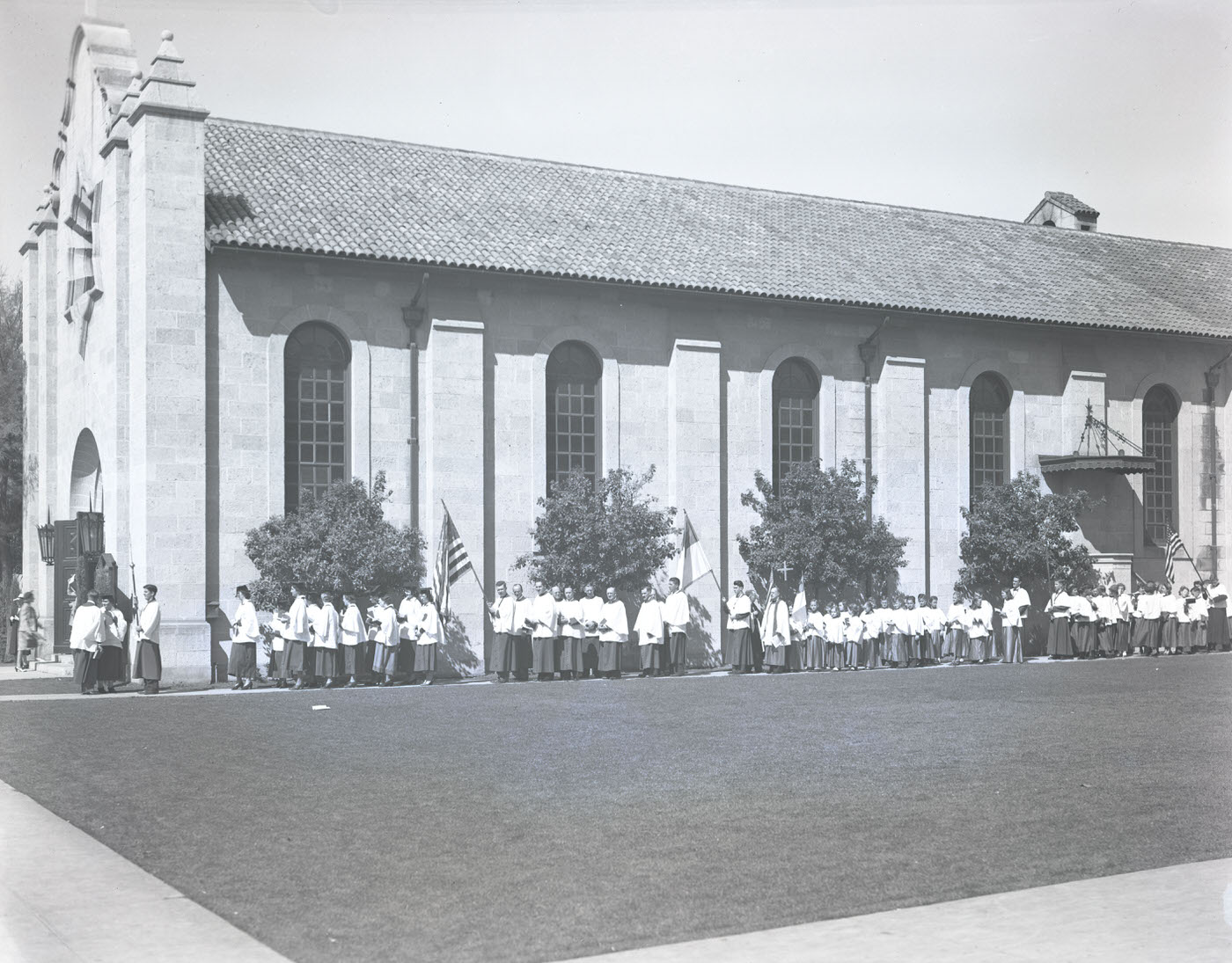 Trinity Cathedral Choir in Front of Church Building, 1900s