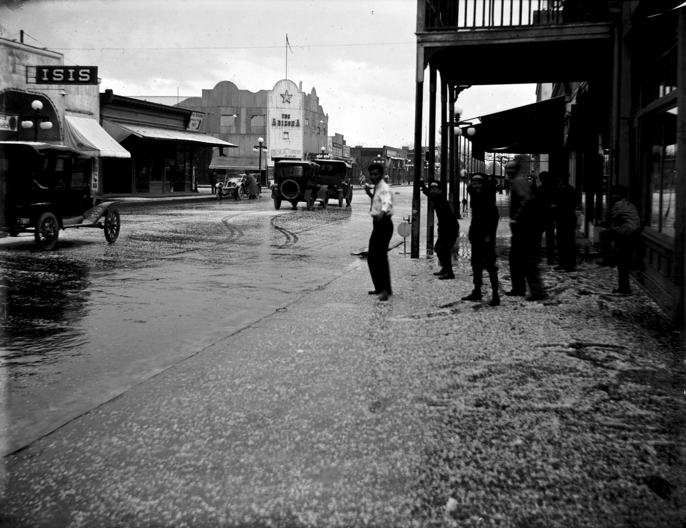 Hail Falling on E. Adams St. and Sidewalk, 1917
