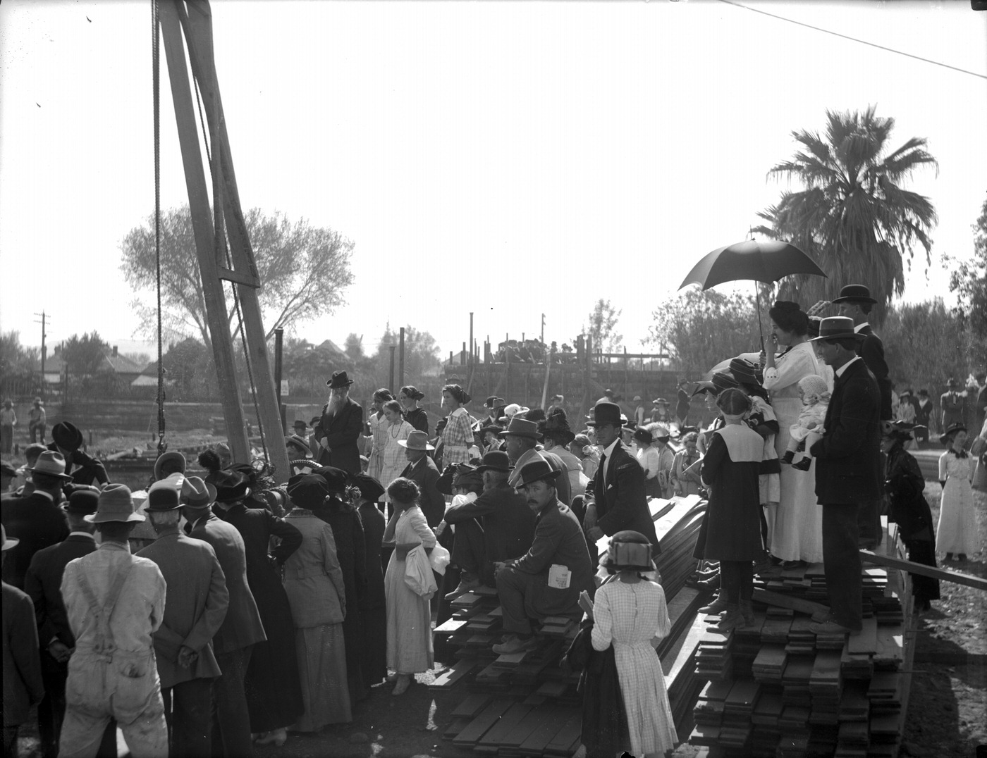 Spectator Watching the Laying of Cornerstone at Monroe School, 1914