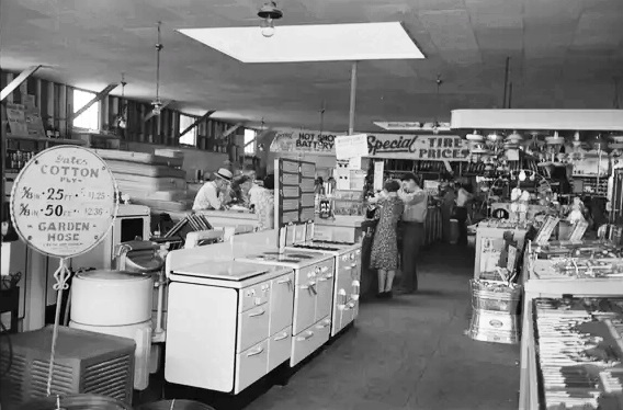 The inside of a cooperative store in Phoenix as seen in May 1940.