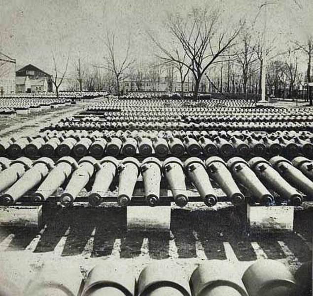 Arsenal grounds, Richmond, showing ruins and shot and shell scattered around, 1865.