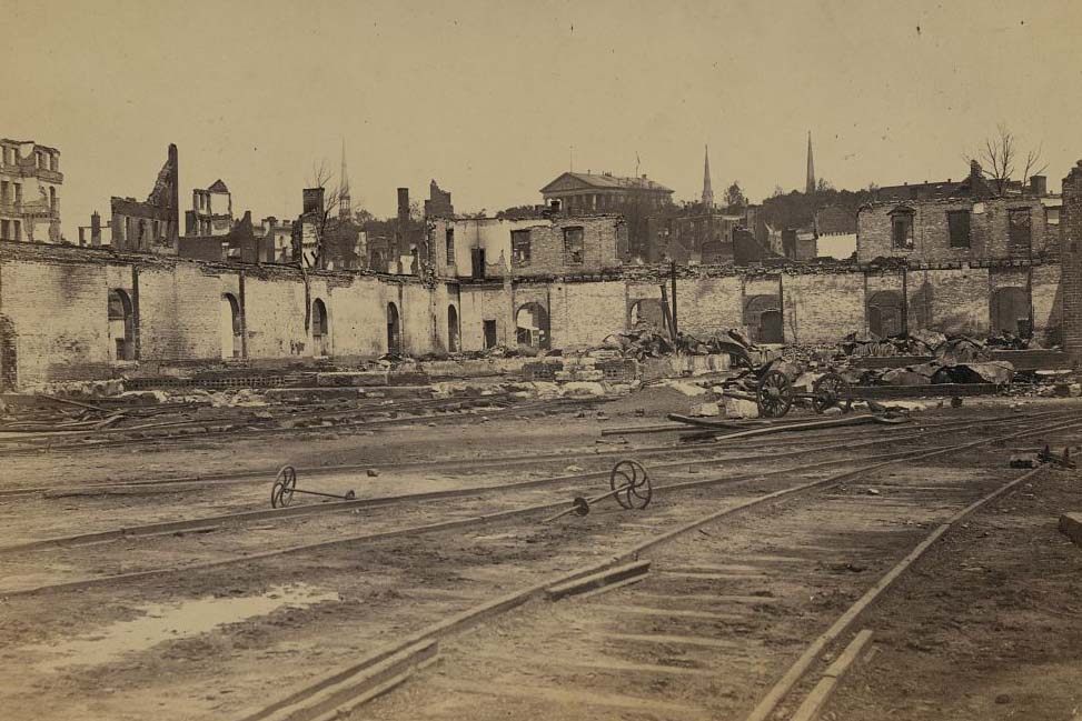 Railroad yard ruins, Richmond, 1865