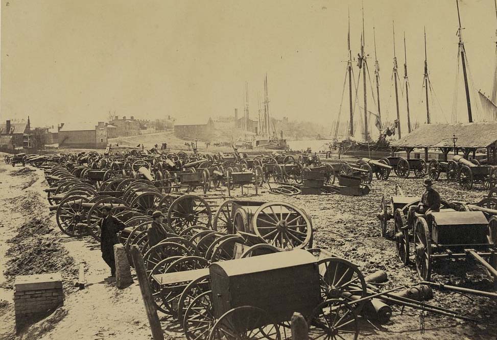 Captured guns at Richmond ready for transportation to Washington, May, 1865