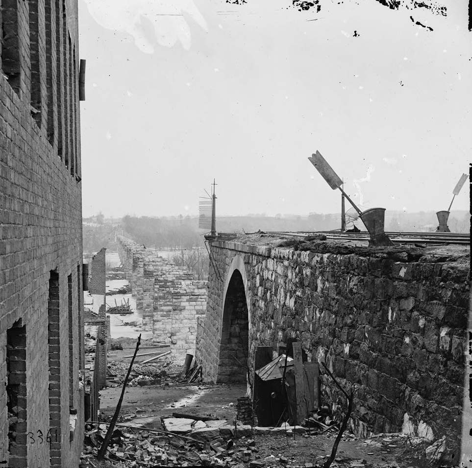Ruins of Richmond & Petersburg Railroad bridge, 1865