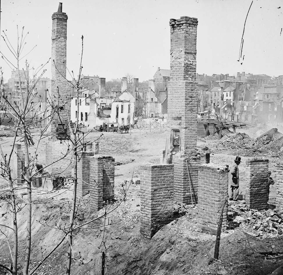 Chimneys standing in the burned district, 1864