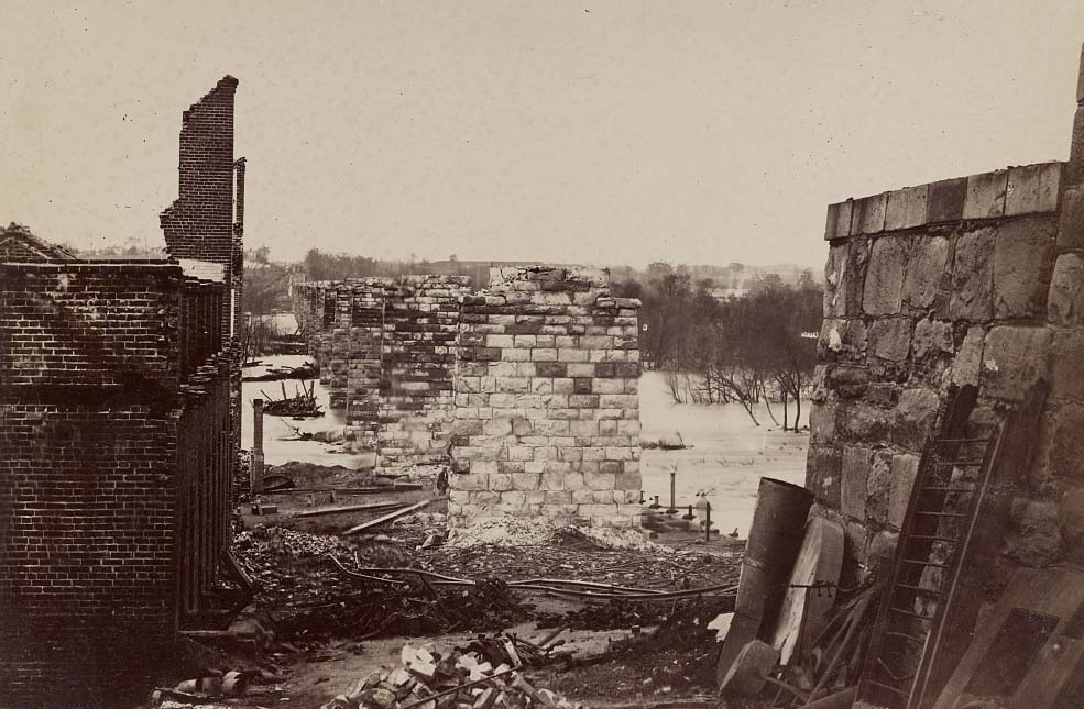 Ruins of Richmond and Petersburg Railroad Bridge, James River, Richmond, 1864