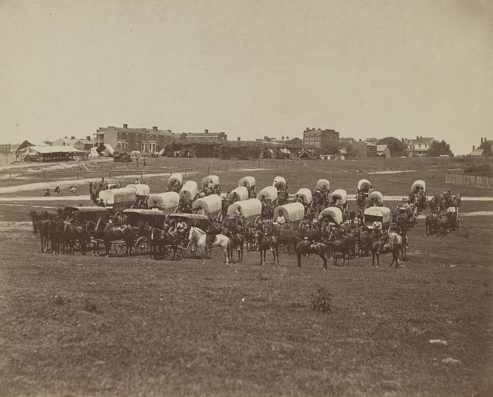 Wagon train of U.S. Military Telegraph Corps, Richmond, Va., April, 1865