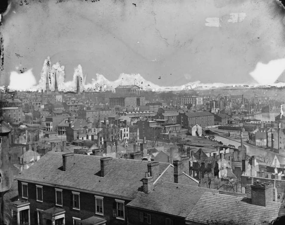 Richmond, Va. General view, with ruins, from Gambles Hill, 1865