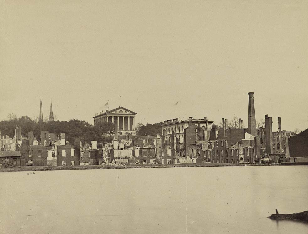 View taken from south side of Canal Basin, Richmond, Va., showing Capitol, Customs House, etc., April, 1865