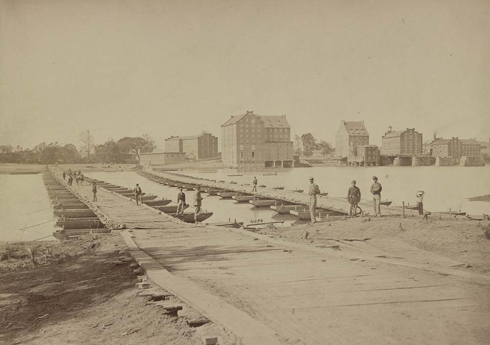 Pontoon bridges across James River at Richmond, Va., April, 1865