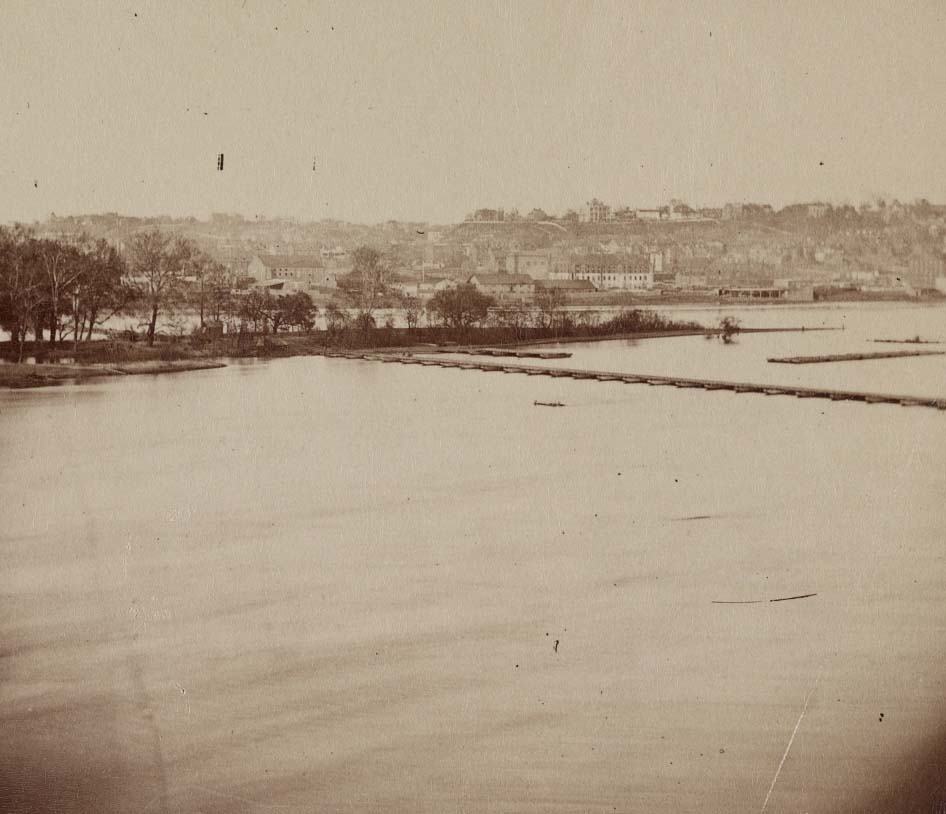 Pontoon bridges across James River.photographed April, 1865,