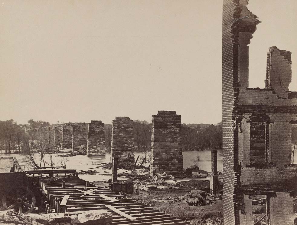 Ruins of Richmond and Petersburg Railroad Bridge, Richmond, Va., April, 1865