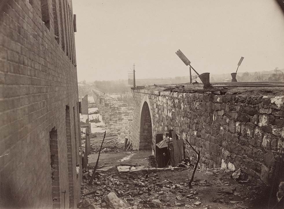 Ruins of Richmond and Petersburg Railroad Bridge, Richmond, Va., April, 1865