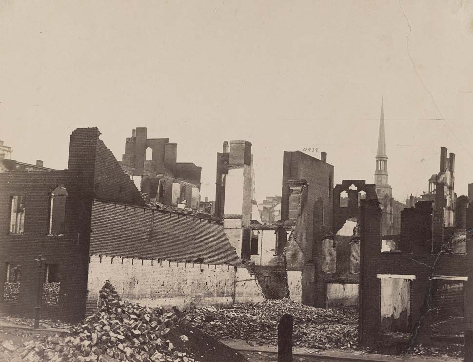 Ruins on Carey Street, Richmond, 1863