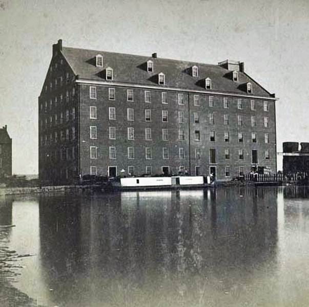 The Gallego Flour Mill on the James River before the fall of Richmond in 1865