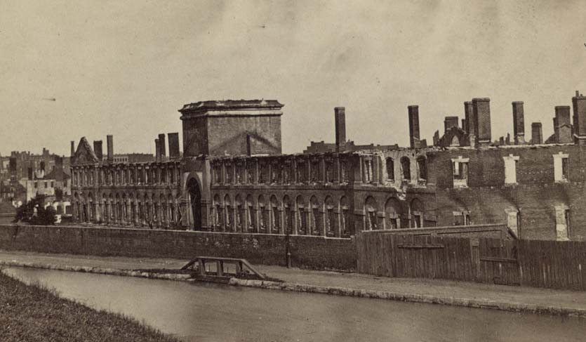 Ruins of the State Arsenal along the canal in Richmond, Virginia, 1861