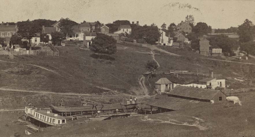 A ship building facility in a rural area near Richmond, Virginia, 1861