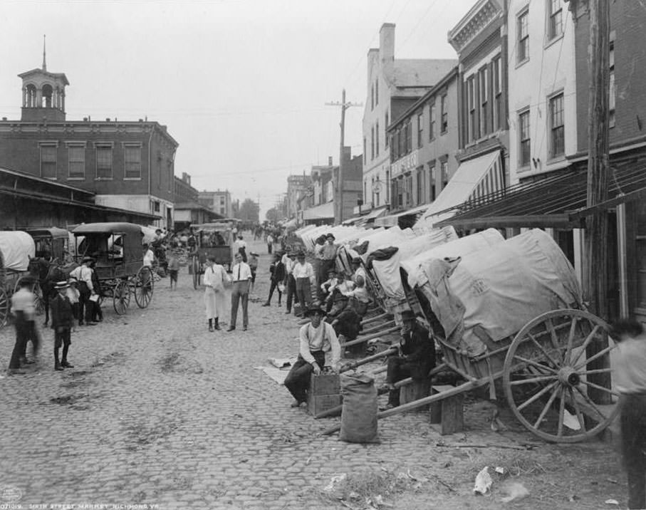 Sixth Street market, Richmond, 1908