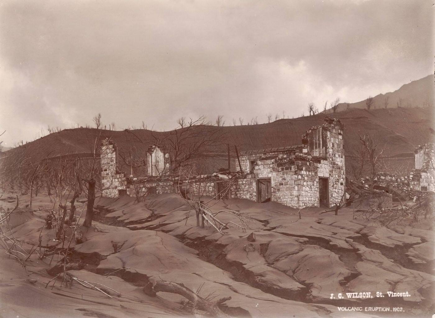 The ruins of Richmond Great House after Soufriere erupted in 1902