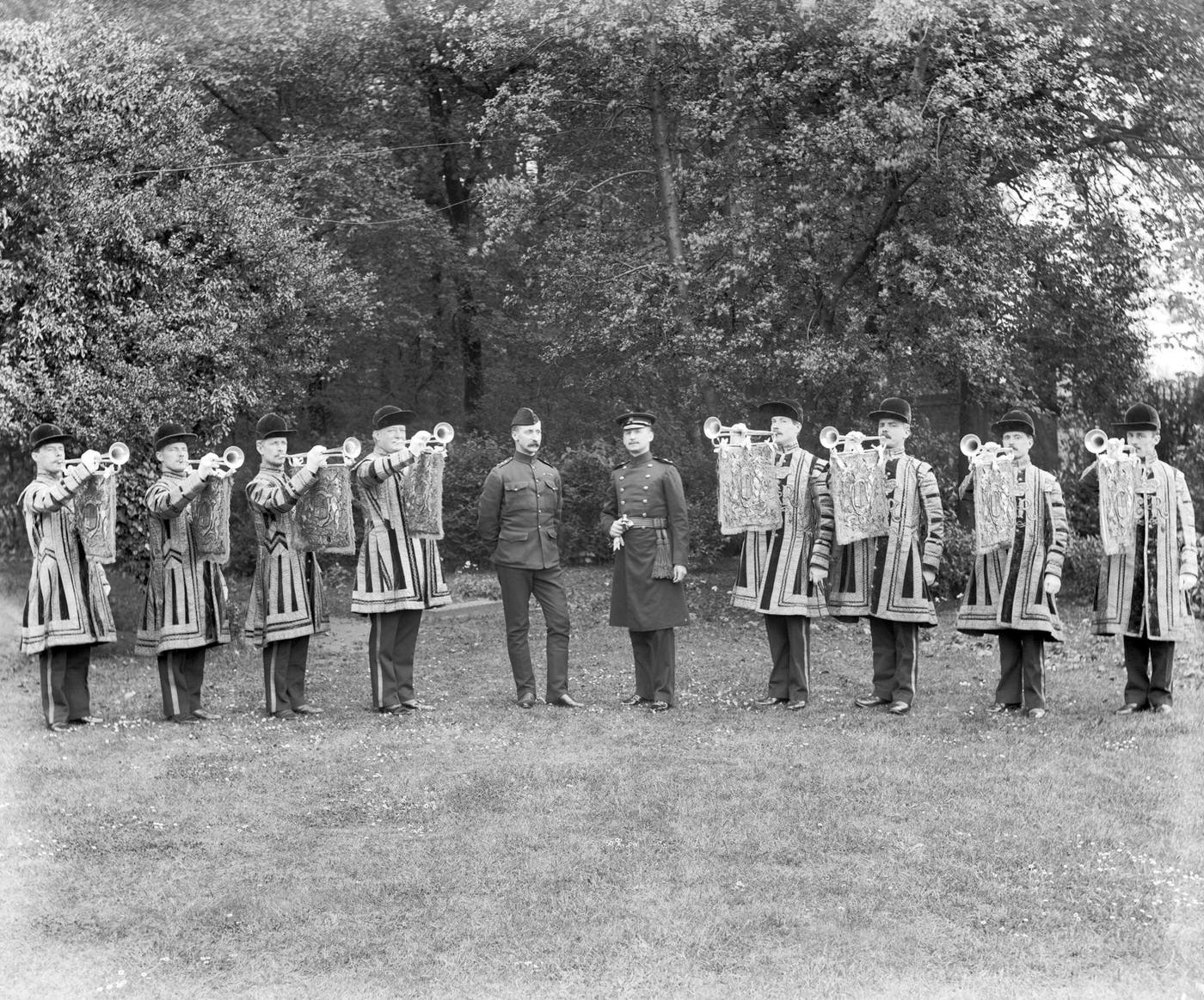 Coronation trumpeters at the Royal Military School of Music at Kneller Hall, Twickenham, 1905