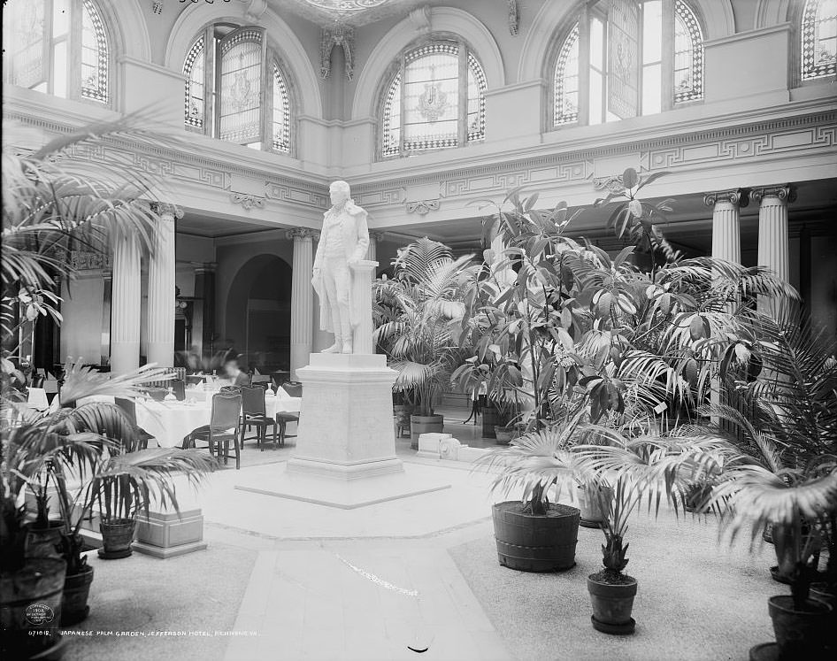Japanese palm garden, Jefferson Hotel, Richmond, 1908