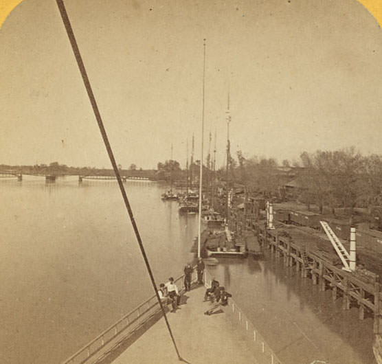 The Levee at Sacramento, from the deck of the steamer Capital, 1866