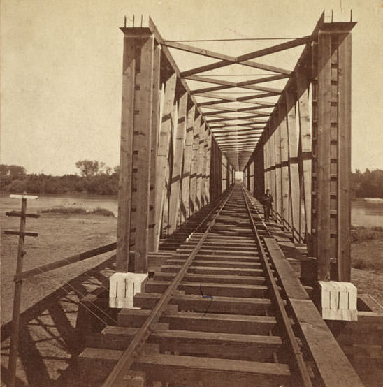 Trestle and Crossing of the American River near Sacramento-5145 feet long. 866, 1865