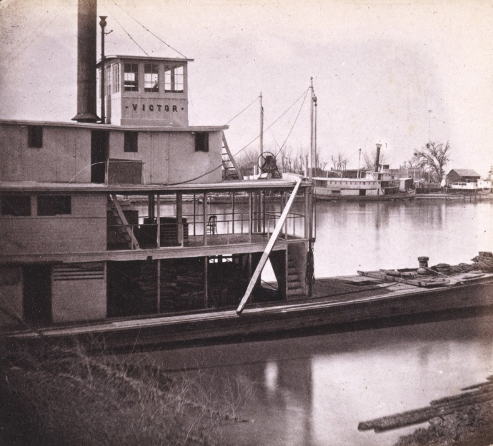 Steamers for the Upper Sacramento River, at Sacramento, 1860s